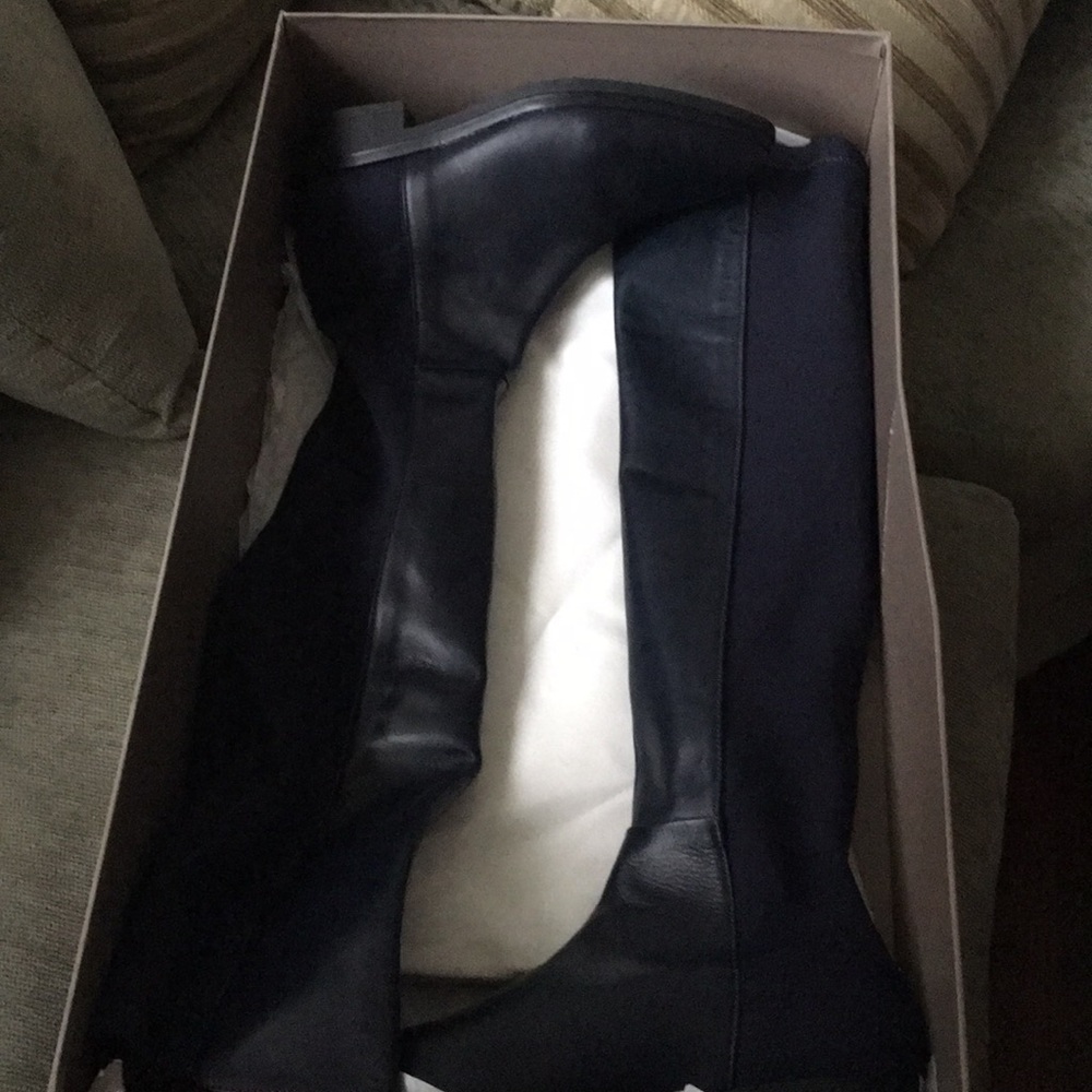 Navy BCBG almond toe riding boots